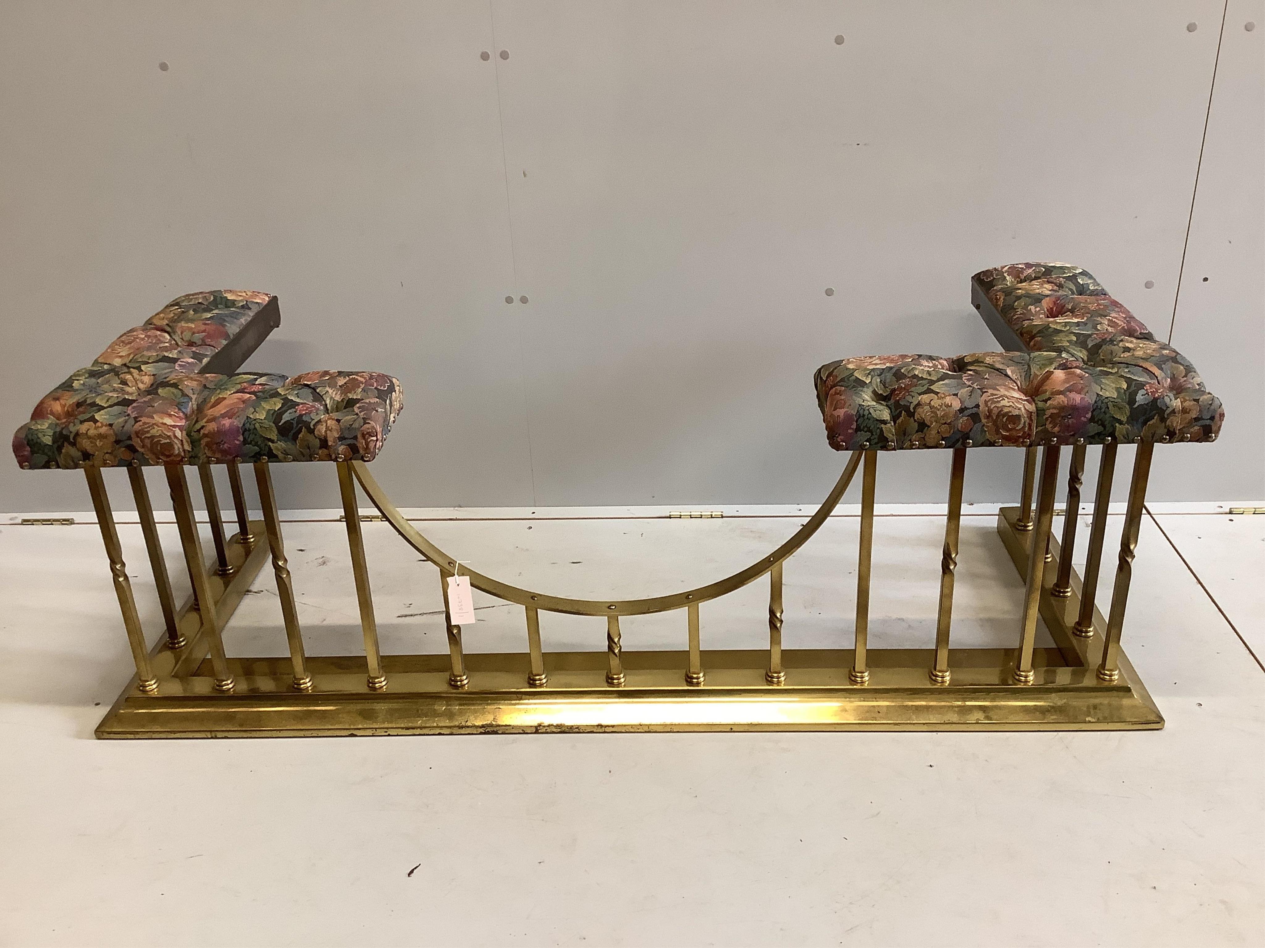 A Victorian style brass club fender, width 159cm (140cm internally), depth 60cm, height 54cm. Condition - good